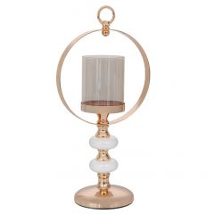 Iliadis Κηροπήγιο Γυάλινο/Μεταλλικό Χρυσό Φ18x39 Εκ. 