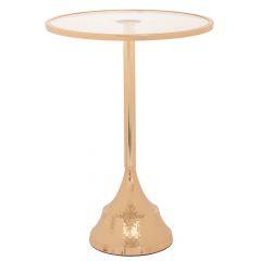 Iliadis Βοηθητικό Τραπέζι Γυάλινο/Μεταλλικό Χρυσό Φ35x47 Εκ. 