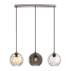 Sunlight Τρίφωτο Φωτιστικό Οροφής Ράγα Γυάλινο Φιμέ/Μελί/Νίκελ Ματ PARLIA-3S-CR
