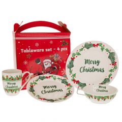 Iliadis Σετ 4 Κεραμικο Σερβιτσιο Merry Christmas 