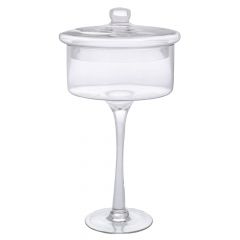 Iliadis Διαφανη Γυαλινη Φοντανιερα Με Ποδι And Καπακι Φ18Χ35Εκ 