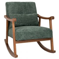 Iliadis Lounge Κουνιστη Πολυθρονα Απο Ξυλο Καουτσουκ Με Πετρολ Μπουκλε Υφασμα 83Χ60Χ80Εκ 