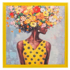 Iliadis Πίνακας Σε Κορνίζα "Γυναίκα Με Λουλούδια" Κίτρινος 88x88 Εκ