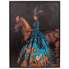 Iliadis Πινακας Χειροποιητος Με Γυναικα Και Αλογο Σε Μαυρη Κορνιζα 94Χ124Εκ (90Χ120) 