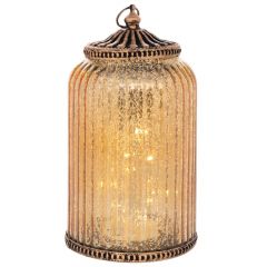 Iliadis Φανάρι Με Led Φως Γυάλινο Χρυσό Φ11,5x20 Εκ.