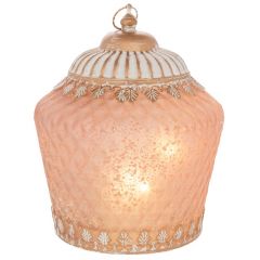 Iliadis Φανάρι Με Led Φως Γυάλινο Ροζ Φ15x19 Εκ.