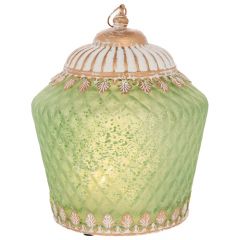 Iliadis Φανάρι Με Led Φως Γυάλινο Πράσινο Φ15x19 Εκ.