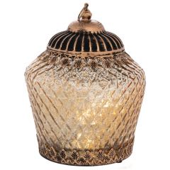 Iliadis Φανάρι Με Led Φως Γυάλινο Χρυσό Φ15x19 Εκ.