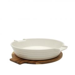 Espiel Σαλατιέρα/Πυρίμαχο Σκεύος Πορσελάνινο Με Ξύλινη Βαση 33,3x30 Εκ. Κωδικός: YUB107