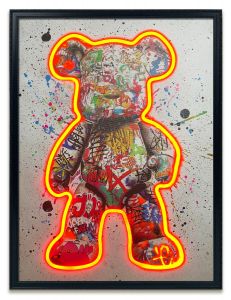 Πίνακας "Graffiti Bear Light" Με Neon LED Φωτισμό 50x70 Εκ.