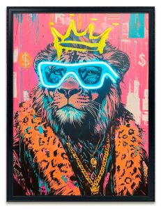 Πίνακας "Furry Lion King" Με Neon LED Φωτισμό 50x70 Εκ.