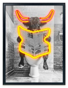 Πίνακας "Highlander Toilet" Με Neon LED Φωτισμό 50x70 Εκ.