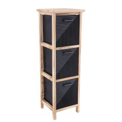 MRSHome Συρταριέρα Mdf Natural/Μαύρη 25x25x77 Εκ.
