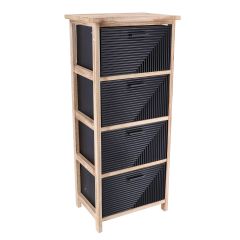 MRSHome Συρταριέρα Mdf Natural/Μαύρη 37,5x27,5x86 Εκ.