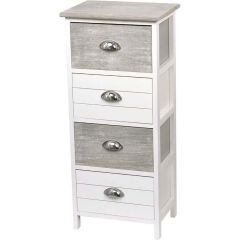 MRSHome Συρταριέρα Ξύλινη Λευκή/Γκρι 37,5x27,5x89,5 Εκ.