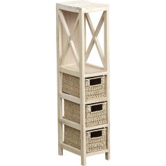 MRSHome Έπιπλο Mdf Με 1 Ράφι Και 3 Συρτάρια Μπεζ 17X24X82Cm Mrshome