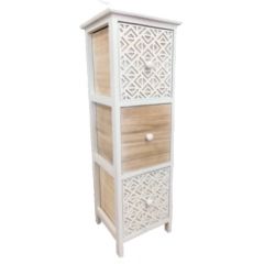MRSHome Συρταριέρα Mdf/Ξύλινη Natural/Λευκή 25x25x77 Εκ.