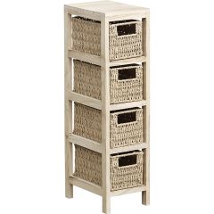 MRSHome Συρταριέρα Mdf Με 4 Συρτάρια 17X24X65Cm Μπεζ Mrshome