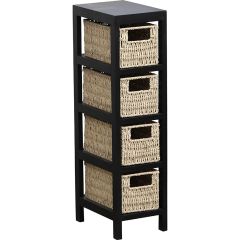 MRSHome Συρταριέρα Mdf Natural/Μαύρη 17x24x65 Εκ.