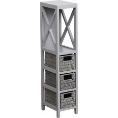 MRSHome Έπιπλο Mdf Με 1 Ράφι Και 3 Συρτάρια Γκρι 17X24X82Cm Mrshome
