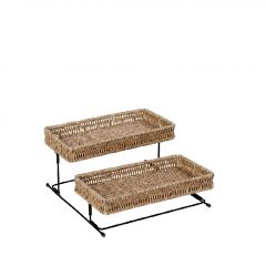 Espiel Δίσκος 2 Επιπέδων Από Συνθετικό Ρατάν Natural 28x28x13 Εκ. Κωδικός: KOD147