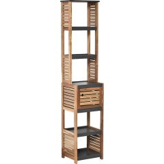 MRSHome Ραφιέρα/Έπιπλο Μπάνιου Mdf/Ξύλινο Ανθρακί/Καφέ 38,5x30x170 Εκ.