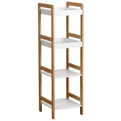MRSHome Ραφιέρα 4 Θέσεων Bamboo/Mdf 34x33x110 Εκ. I Natural/Λευκή