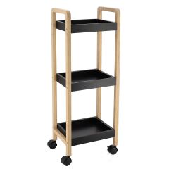 MRSHome Ραφιέρα Bamboo/Mdf Με 3 Ράφια Φυσική/Μαύρη Με Ροδάκια 28.5X21X79Cm Mrshome