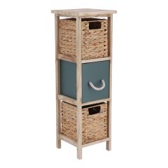 MRSHome Έπιπλο Mdf Με 3 Συρτάρια Από Υάκινθο 25X25X77Cm Μπεζ/Λαδί Mrshome