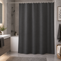 MRShome Κουρτίνα Μπάνιου Peva Με Μεταξωτή Υφή 180x180 I Μαύρη