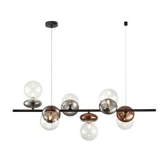 Sunlight Εξάφωτο Φωτιστικό Οροφής Ράγα Γυάλινο Διάφανο/Χρώμιο/Χάλκινο 115 Εκ. Doble-6S 