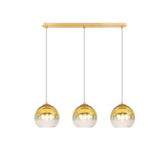 Sunlight Τρίφωτο Φωτιστικό Οροφής Γυάλινο Διάφανο/Χρυσό 70 Εκ. Drop-3S-Gd 