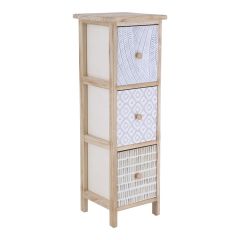 MRSHome Συρταριέρα Mdf Με 3 Συρτάρια 25X25X77Cm Φυσική Με Σχέδια Mrshome