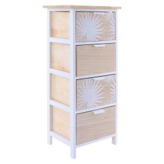 MRSHome Συρταριέρα Mdf Με 4 Συρτάρια 37.5X27.5X86Cm Μπεζ Με Σχέδιο Mrshome