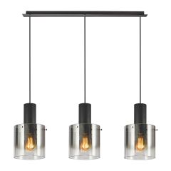 Sunlight Τρίφωτο Φωτιστικό Οροφής Ράγα Γυάλινο Μαύρο/Χρώμιο Gea-3S