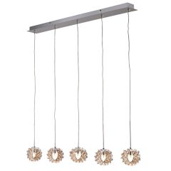 Sunlight Πεντάφωτο Φωτιστικό Οροφής Ράγα Κρυστάλλινο Mw-7146B/5Pb 