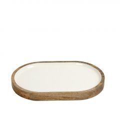 Espiel Δίσκος Σερβιρίσματος Ξύλινος Mango Natural/Λευκός 30x20x2,5 Εκ. Κωδικός: AKB113