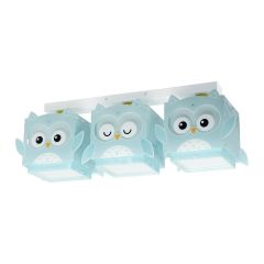 Ango Τρίφωτο Παιδικό Φωτιστικό Οροφής Ράγα Little Owl Γαλάζιο 64393