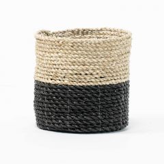 Supergreens Καλάθι Πλεκτό "Grass"  Natural/Μαύρο 16x16x15 Εκ.