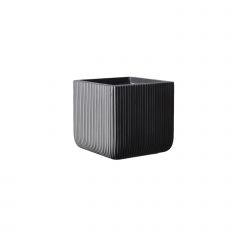 Supergreens Γλάστρα Πήλινη Τετράγωνη ''Stripe'' Γκρι M 31x31x28 Εκ.