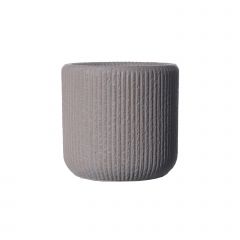 Supergreens Γλάστρα Πήλινη Στρογγυλή "Stripe" Γκρι Καφέ S 27x27x25 Εκ.