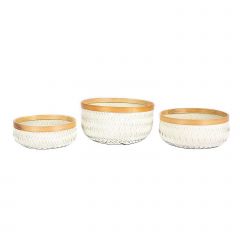 Supergreens Καλάθι Ρατάν Set/3 Λευκό 28x28x13 εκ.