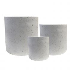 Supergreens Γλάστρα Πήλινη Κύλινδρος "Celestia" Λευκό Terrazzo S 26x26x25 εκ.