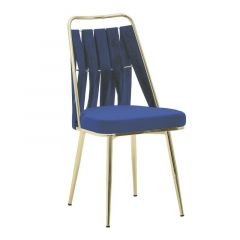 Inart Καρέκλα Μεταλλική/Βελούδινη Μπλε 50x50x90 Κωδικός: 3-50-701-0008