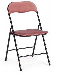 Bizzotto Amal Πτυσσόμενη Καρέκλα Βελούδινη Ροζ 43,5x43,5x79