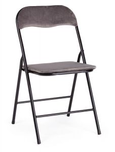Bizzotto Amal Πτυσσόμενη Καρέκλα Βελούδινη Γκρι 43,5x43,5x79
