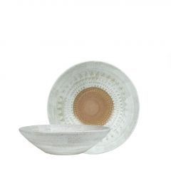 Espiel Aztec Πιάτο Φαγητού Βαθύ Stoneware Λευκό/Καφέ 23x6 Εκ Κωδικός: ZAT108K2