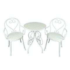 Inart Τραπέζι Με 2 Καρέκλες Μεταλλικά Σετ 3 Τεμαχίων Λευκά 70x76 Κωδικός: 3-50-907-0072
