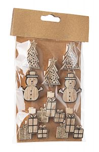 Bizzotto Kristel Χριστουγεννιάτικα Στολίδια Natural Σετ 9 τμχ 3,5x3,5