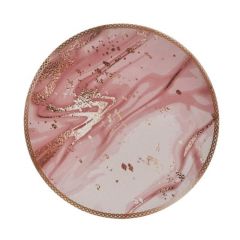 Inart Πιάτο Γλυκού Κεραμικό Ροζ/Καφέ Σετ 6 Τμχ 20x20 Κωδικός: 3-60-022-0025